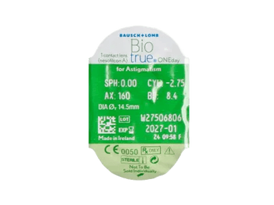 Biotrue ONEday pentru Astigmatism (90 lentile) - vizualizare ambalaj