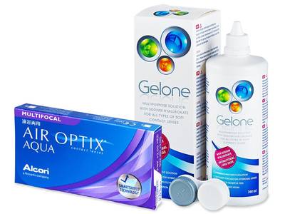 Air Optix Aqua Multifocal (6 lentile) + soluție Gelone 360ml - design-ul vechi