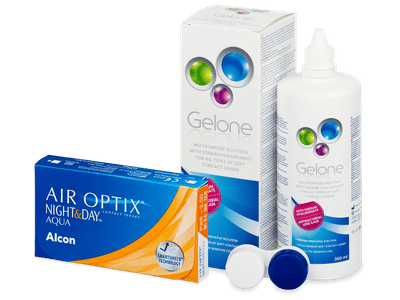 Air Optix Night and Day Aqua (6 lentile) + soluție Gelone 360 ml - Pachet avantajos