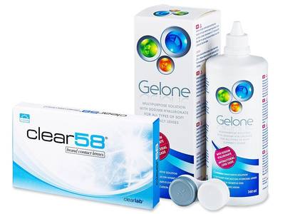 Clear 58 (6 lentile) + soluție Gelone 360 ml - design-ul vechi