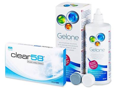 Clear 58 (6 lentile) +  soluție Gelone 360 ml - design-ul vechi