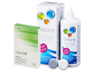Clear 58 (6 lentile) +  soluție Gelone 360 ml - Pachet avantajos