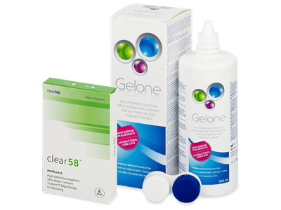 Clear 58 (6 lentile) + soluție Gelone 360 ml
