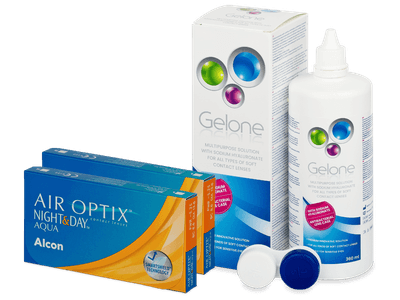 Air Optix Night and Day Aqua (2x3 lentile) + soluție Gelone 360 ml - Pachet avantajos