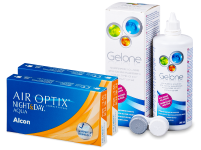 Air Optix Night and Day Aqua  (2x3 lentile) + soluție Gelone 360 ml