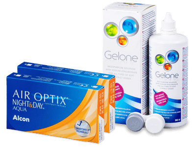 Air Optix Night and Day Aqua (2x3 lentile) + soluție Gelone 360 ml - Pachet avantajos