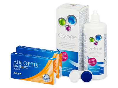 Air Optix Night and Day Aqua (2x3 lentile) + soluție Gelone 360 ml - Pachet avantajos