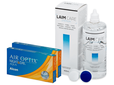 Air Optix Night and Day Aqua (2x3 lentile) + soluție Laim Care 400 ml