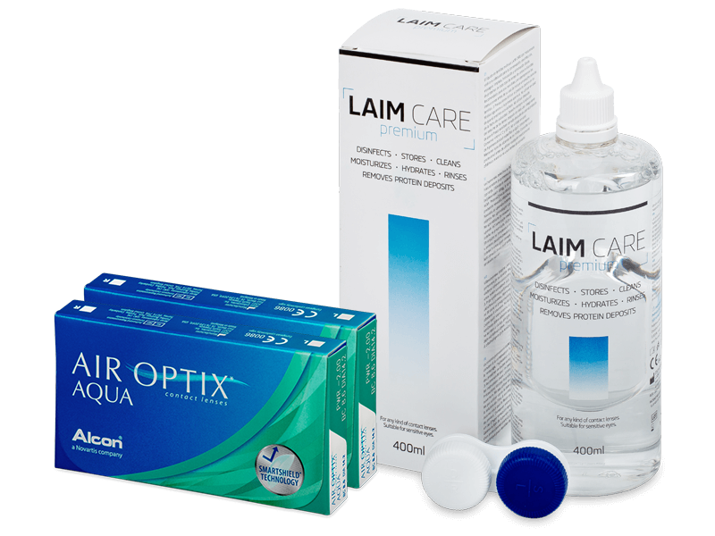 Air Optix Aqua (2x3 lentile) +soluție Laim-Care 400ml - Pachet avantajos