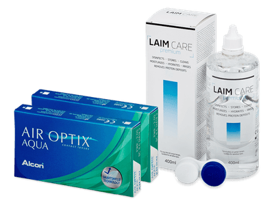 Air Optix Aqua (2x3 lentile) + soluție Laim Care 400 ml - Pachet avantajos