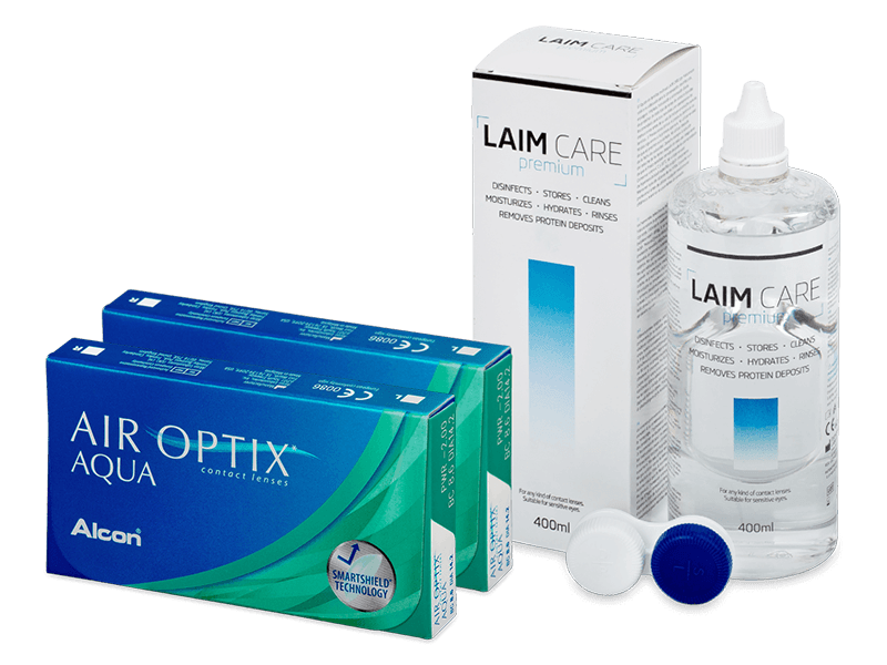 Air Optix Aqua (2x3 lentile) + soluție Laim Care 400 ml - Pachet avantajos