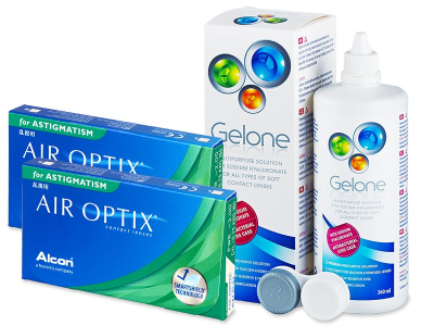 Air Optix for Astigmatism (2x3 lentile) +  soluție Gelone 360 ml - Pachet avantajos