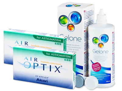 Air Optix for Astigmatism (2x3 lentile) +  soluție Gelone 360 ml - design-ul vechi