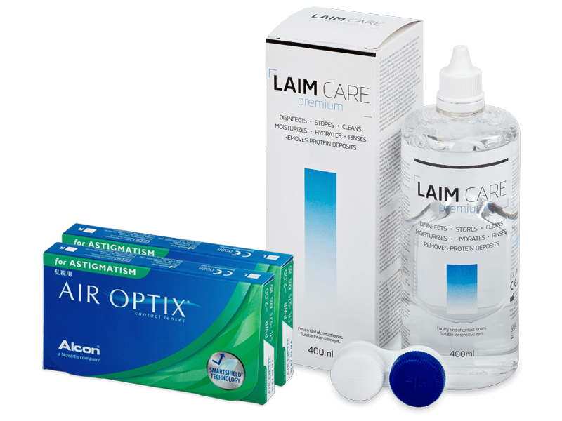 Air Optix for Astigmatism (2x3 lentile) + soluție Laim-Care 400ml - Pachet avantajos