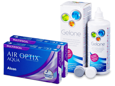 Air Optix Aqua Multifocal  (2x3 lentile) +  soluție Gelone 360 ml