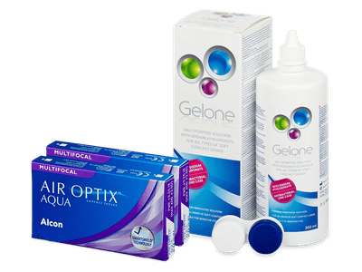 Air Optix Aqua Multifocal (2x3 lentile) + soluție Gelone 360 ml