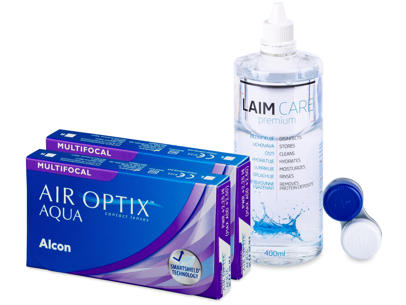 Air Optix Aqua Multifocal (2x3 lentile) + soluție Laim-Care 400ml - Pachet avantajos