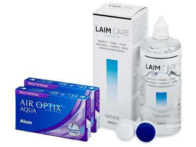 Air Optix Aqua Multifocal (2x3 lentile) + soluție Laim Care 400 ml