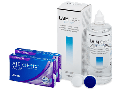 Air Optix Aqua Multifocal (2x3 lentile) + soluție Laim-Care 400ml - Pachet avantajos