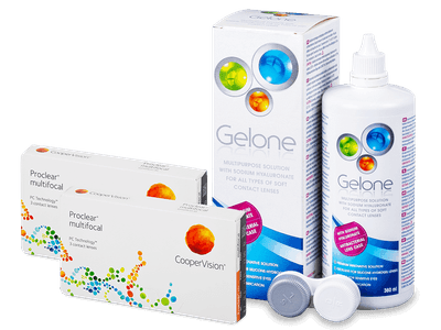 Proclear Multifocal (2x3 lentile) + soluție Gelone 360 ml