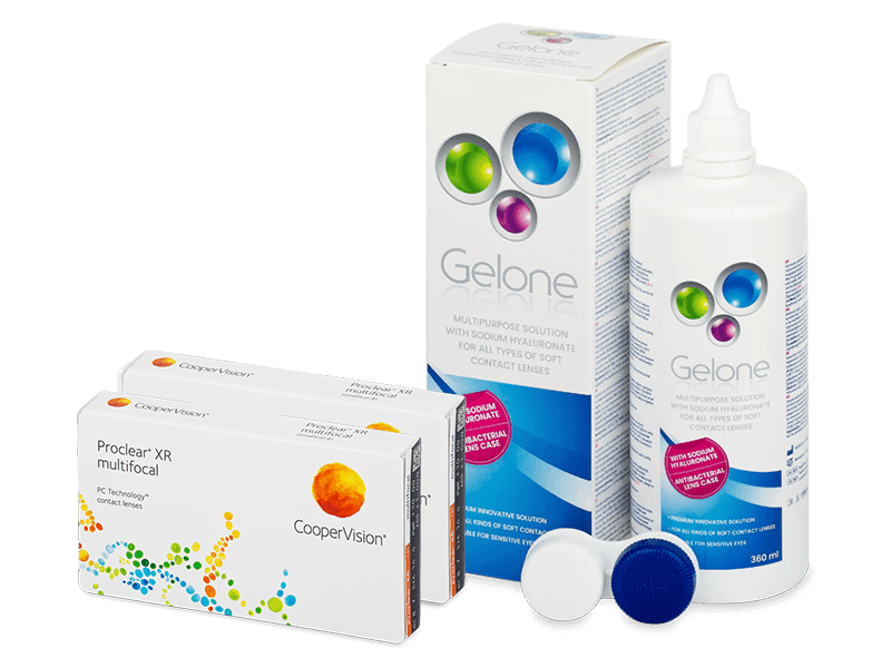 Proclear Multifocal XR (2x3 lentile) + soluție Gelone 360 ml - Pachet avantajos