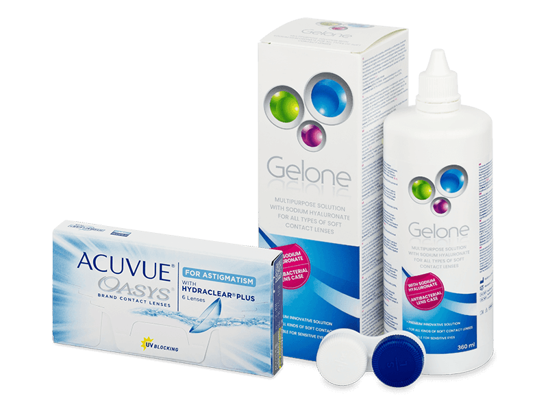 Acuvue Oasys for Astigmatism (6 lentile) + soluție Gelone 360 ml - Pachet avantajos