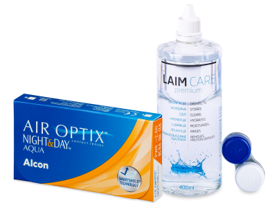 Air Optix Night and Day Aqua (6 lentile) + soluție Laim-Care 400ml - Pachet avantajos
