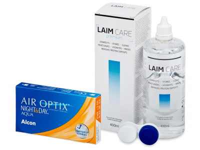 Air Optix Night and Day Aqua (6 lentile) + soluție Laim-Care 400ml - Pachet avantajos