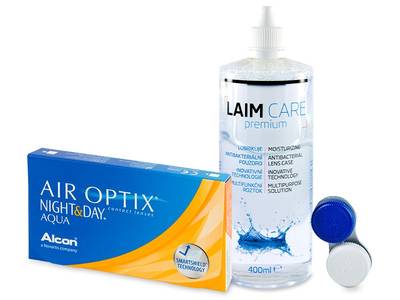 Air Optix Night and Day Aqua (6 lentile) + soluție Laim Care 400 ml - design-ul vechi