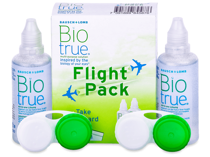 Soluție Biotrue 2 x 60 ml Flight Pack - Pachet avantajos