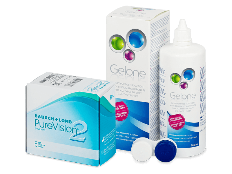 PureVision 2 (6 lentile) + soluție Gelone 360 ml - Pachet avantajos