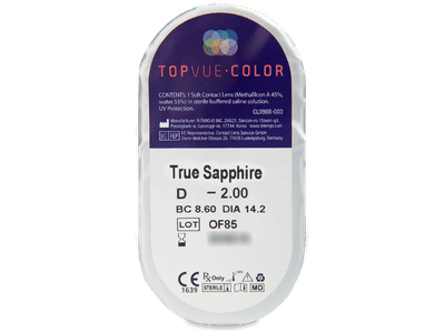 TopVue Color - True Sapphire - cu dioptrie (2 lentile) - vizualizare ambalaj