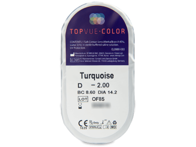 TopVue Color - Turquoise - cu dioptrie (2 lentile) - vizualizare ambalaj