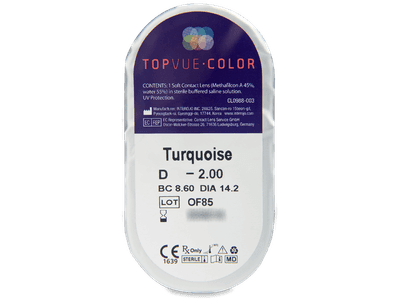 TopVue Color - Turquoise - cu dioptrie (2 lentile) - vizualizare ambalaj