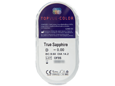 TopVue Color - True Sapphire - fără dioptrie (2 lentile) - vizualizare ambalaj