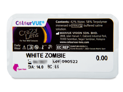 ColourVUE Crazy Lens - White Zombie - lentile zilnice fără dioptrie (2 lentile) - vizualizare ambalaj