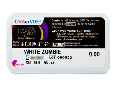 ColourVUE Crazy Lens - White Zombie - lentile zilnice fără dioptrie (2 lentile) - vizualizare ambalaj