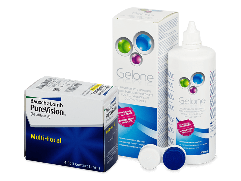 PureVision Multi-Focal (6 lentile) + soluție Gelone 360 ml - Pachet avantajos
