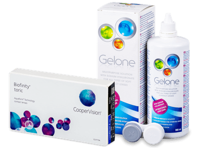 Biofinity Toric (6 lentile) + soluție Gelone 360 ml - Pachet avantajos