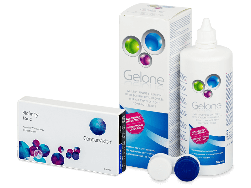 Biofinity Toric (6 lentile) + soluție Gelone 360 ml - Pachet avantajos