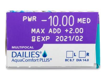 Dailies AquaComfort Plus Multifocal (30 lentile) - vizualizare parametrii