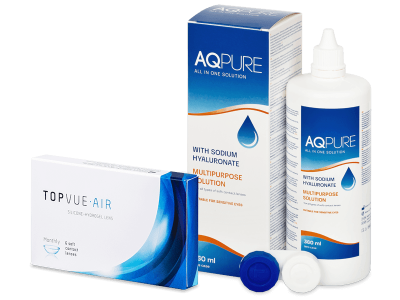 TopVue Air (6 lentile) + Soluție AQ Pure 360 ml - Pachet avantajos