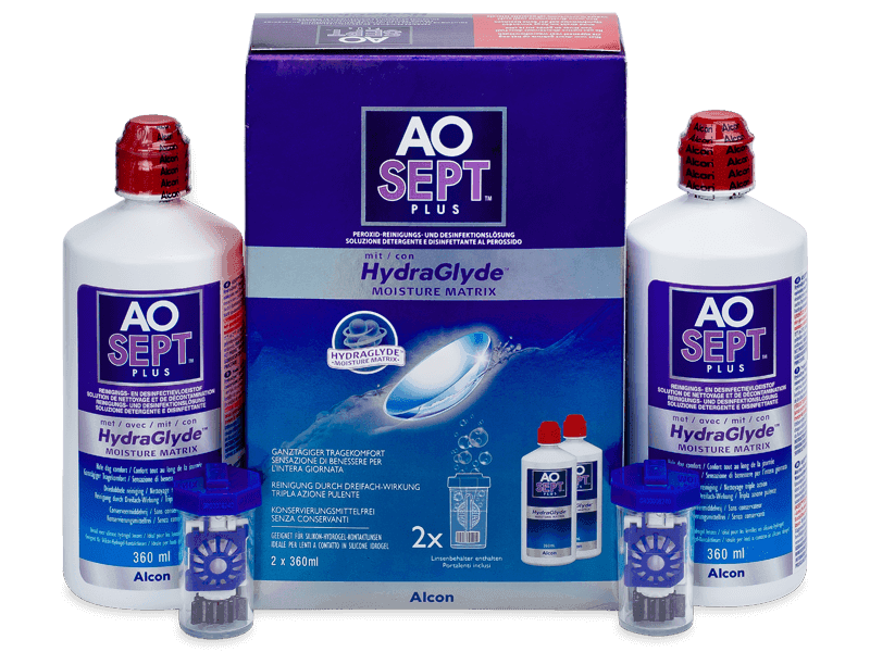 Soluție AO SEPT PLUS HydraGlyde 2 x 360 ml - Pachet economic dublu-soluții