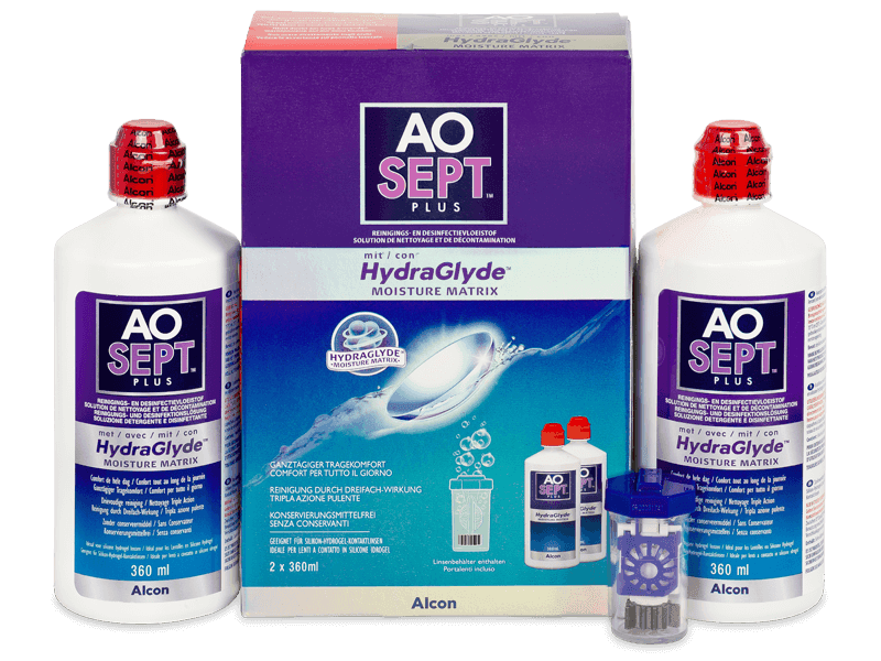 Soluție AO SEPT PLUS HydraGlyde 2 x 360 ml - Pachet economic dublu-soluții