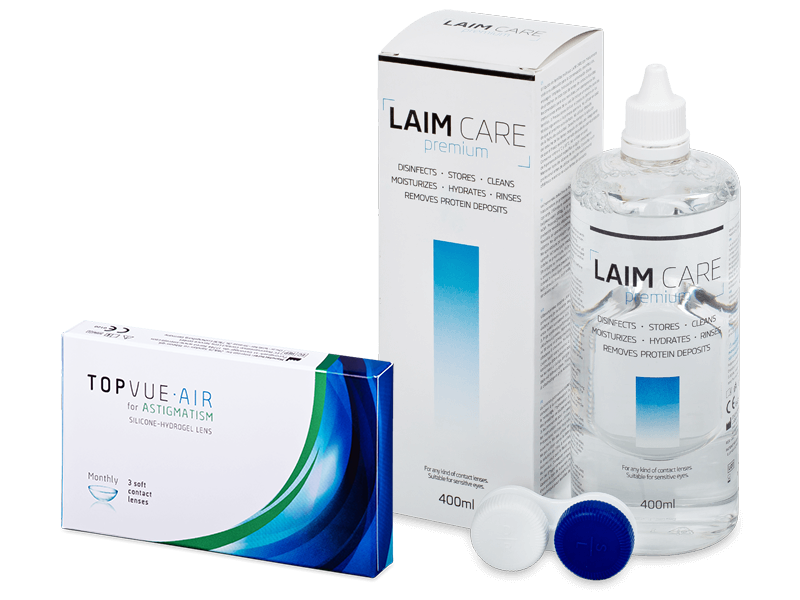 TopVue Air for Astigmatism (3 lentile) + soluție Laim-Care 400 ml - Pachet avantajos