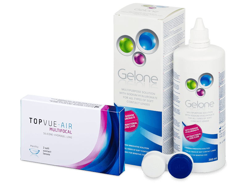 TopVue Air Multifocal (3 lentile) + soluție Gelone 360 ml - Pachet avantajos