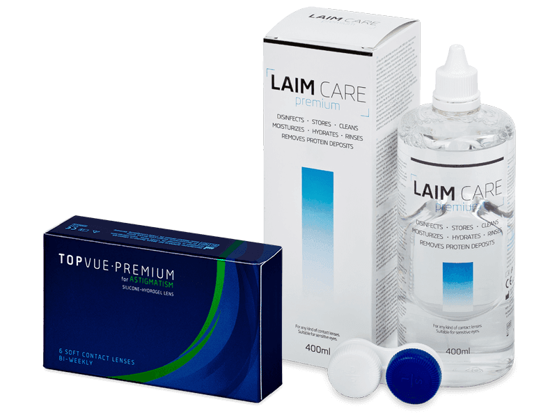 TopVue Premium for Astigmatism (6 lentile) + soluție Laim Care 400 ml - Pachet avantajos