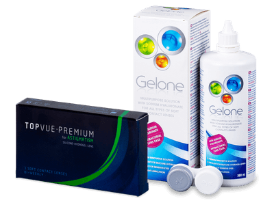 TopVue Premium for Astigmatism (3 lentile) + Soluție Gelone 360 ml