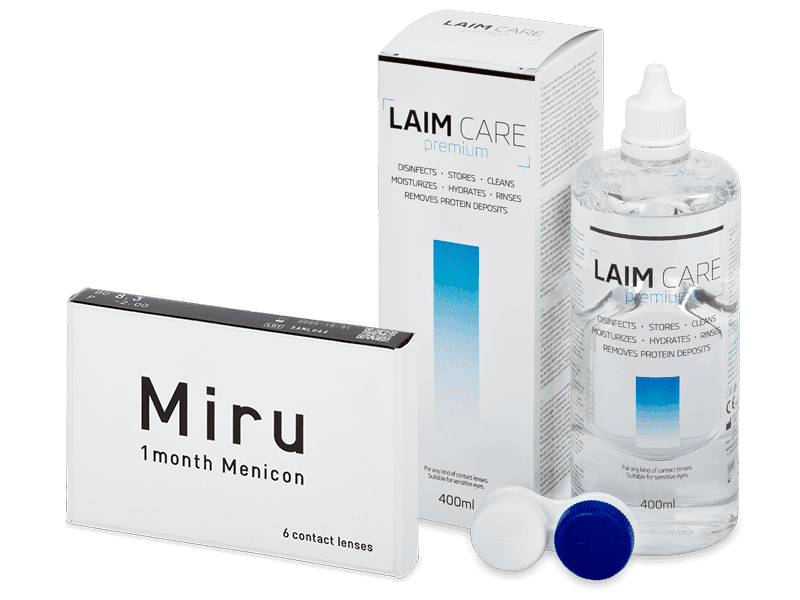 Miru 1month Menicon (6 lenses) + soluție Laim Care 400 ml - Pachet avantajos