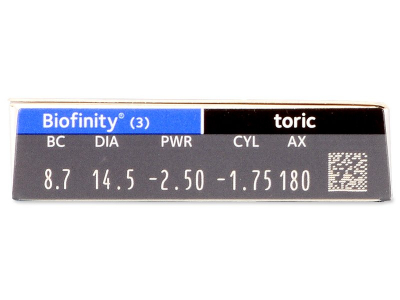 Biofinity Toric (3 lentile) - vizualizare parametrii